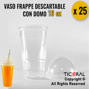 VASO FRAPPE COMBO CON TAPA DOMO 16 OZ 480 ML - LINEA NUEVA YORK x 25